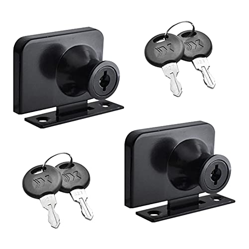 UFURMATE Cerradura de puerta de cristal, 2 piezas de aleación de zinc doble cerradura de puerta de cristal con doble cierre abierto para puerta de vidrio de 3-7 mm de grosor (negro mate)