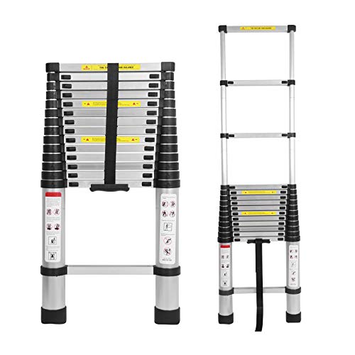 Escalera telescópica multiusos de aluminio, 4,4 m, antideslizante, extensible, resistente, 150 kg/330 libras