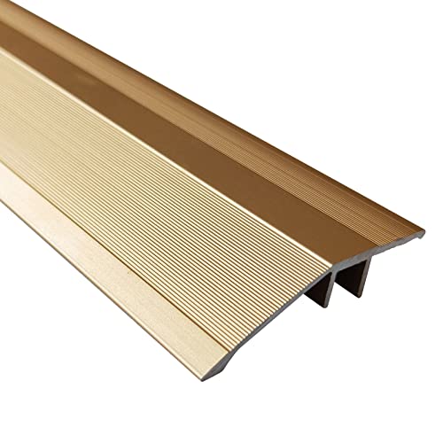 Tapajuntas Suelo Transición De Piso, Listones De Madera A Baldosas De Oro, Flauta Reductora De Entrada De Metal De 1,77 Pulgadas De Ancho Para Puertas Correderas / Puerta De Granero, Soporte Adhesivo