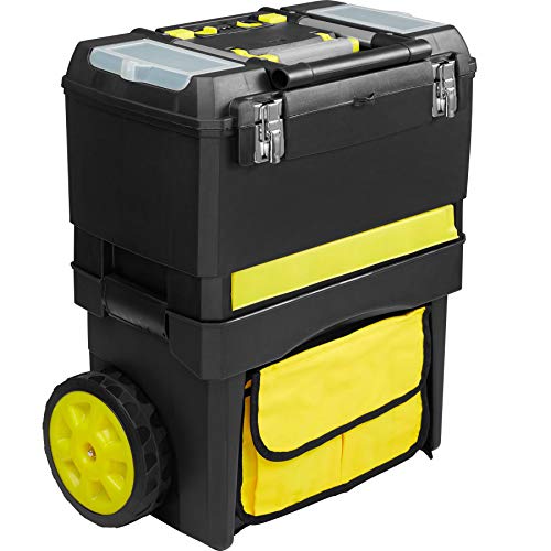 tectake 403598 Carro de Herramientas, Caja de Montaje, Maletín de Almacenamiento, Bolsillo Externo de Tela, Dispositivo para Candado, Accesorio de Estuche Extraíble