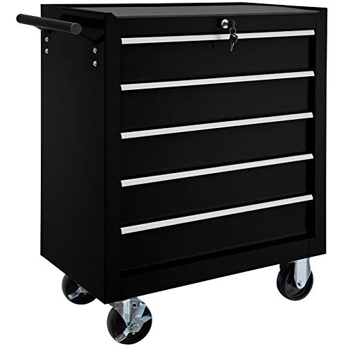 TecTake 800561 Carro de Herramientas con 5 cajones | con Cerradura | con Ruedas (Negro | No. 402797)