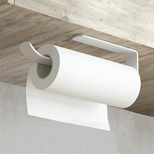 ANHORTS Portarrollos de Cocina, Adhesivo Porta Rollos Papel de Cocina, Soporte Papel Cocina Sin Perforación, Soporte Rollo Cocina de Pared, Aluminio (A-30cm(White))