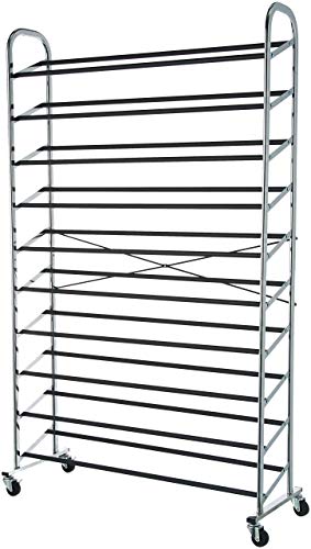 Amazon Basics - Zapatero para 50 pares, 90,93 x 37,08 x 151,13 cm, acabado cromado