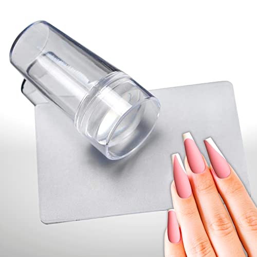 Estampador para uñas con raspador de regalo, sello de silicona para una manicura francesa en unos instantes, rápido y fácil