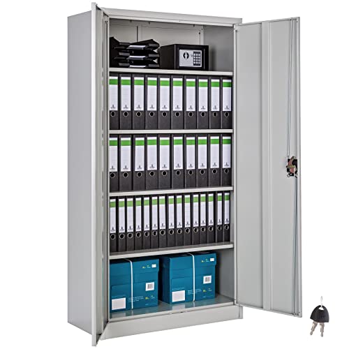 TecTake Armario archivador de Oficina metálico con 2 Puertas bloqueable e estantes - Varias tamaños - (180x90x40 cm | no. 402483)