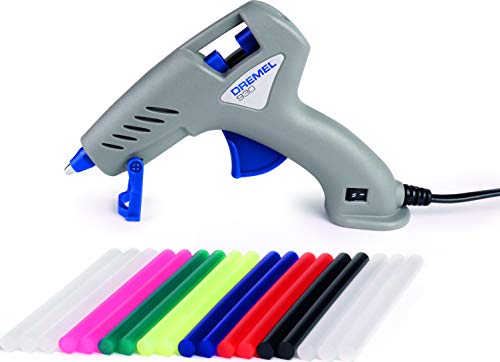 Dremel 930 Pistola de pegamento caliente 105-165°C - Pistola de pegamento de doble temperatura con punta de precisión antigoteo, doble temperatura y 18 barras de pegamento multiuso (7 mm)