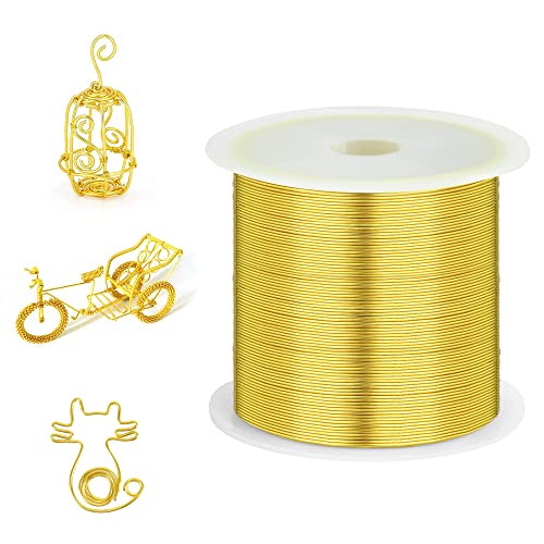 REFORUNG 1 Rollos Alambre para Cuentas 0.3mmx100m Alambre de Cobre para Joyería Oro Alambre de Metal Flexible Alambre para Abalorios Hilo de Alambre para Manualidades Joyas Collares Artesanía