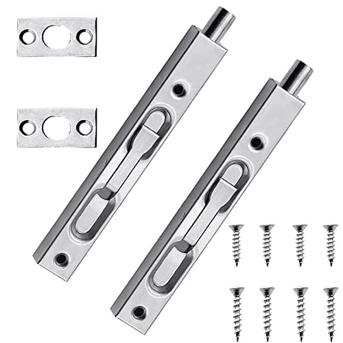 2-Piezas 6 Pulgadas Pestillo de Perno Oculto, Deslizante de Palanca Pestillo, Pestillo Oculto de Acero Inoxidable, Con Tornillos, Fácil de Instalar, Apto Para Todo Tipo de Puertas de Madera