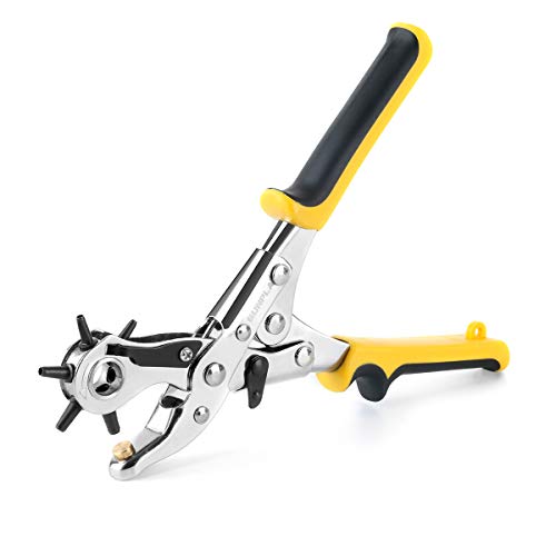 Gunpla Alicate Sacabocados Giratoria para Cuero y Cinturones Agujereador Cinturón de 6 Tamaños 2mm - 4.5 mm Agujero Perforadora Punzón de Agujeros Herramienta Multifuncional para Bolsas Reloj Zapato