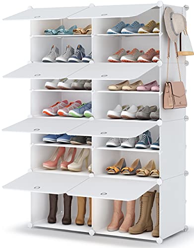 Zapatero, 7 Niveles Mueble Zapatero Blanco para 28 Pares, Zapatero Armario para Dormitorio Sala de Estar