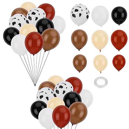 95uds Globos Vaca, Lindos Globos con Estampado de Vaca para Fiesta Temática de Granja Suministros de Fiesta de Cumpleaños Baby Shower Decoraciones de Fiesta Occidental para Vaquera Vaquero