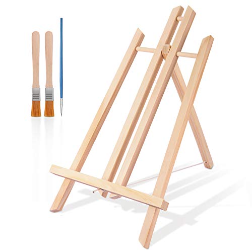 Viesap Caballete Pintura, 40 CM Caballete De Mesa, Caballete Pequeño, Pino Macizo Caballete De Madera, Mini Caballete, Caballete Plegable, Caballete Niños, Soporte Decorativo, Caballete De Asiento.