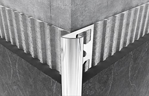 Perfiles de suelo y revestimientos, perfil comodín de esquina, acero inoxidable, aluminio (perfil comodín H10 mm acero inoxidable satinado, barra de 2,5 m, 20 unidades (50 m)