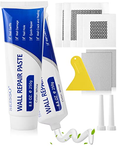 Crema de Reparación de Pared Kits,Masilla Pared Rápido,Masillas de Relleno Pared Blanca Se utiliza para reparar grietas, agujeros, desconchados, grafitis, garabatos(500g)