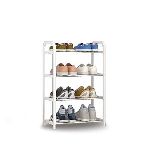 RESTAR Estante Zapatero, Estante para Zapatos, Zapatero Metálico y Plástico, Fácil de Montar (4 Niveles, Blanco)