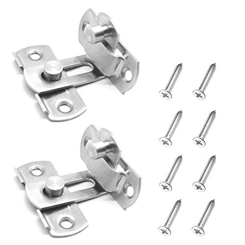 KiKiHong 2 Pcs Ángulo Recto Cierre Pestillo Puertas de Acero Inoxidable Puerta Cerrojo Granero Curvados Pestillos Pasador Puerta Seguridad