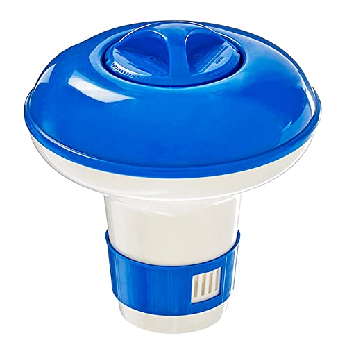 Acan Dispensador de Cloro Flotante, Azul y Blanco, dispensador químico Regulable, Dispositivo de dosificación para Piscina, Parque acuático, Jacuzzi, SPA