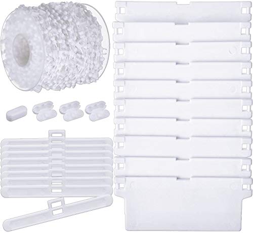 KAHEIGN 35 Piezas Accesorios para Persianas Verticales, 10m Cadena Inferior, 10 Piezas Conector De Cadena, 12 Piezas 89mm Engánchate Superiores, 12 Piezas Listones De Contrapesos Inferiores