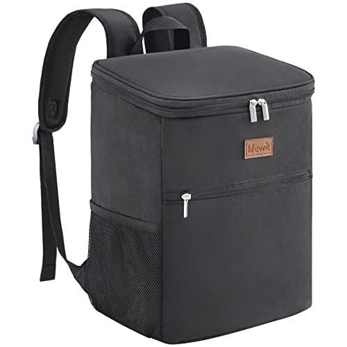 Lifewit 24L Mochila Nevera de Refrigeración Grande Portátil Mochila Térmica, Bolsa Térmica Suave Ligera Mochila Grande para Hombres/Mujeres para Picnic/Playa/Trabajo/Campo/Barbacoa/Trabajo, Negro