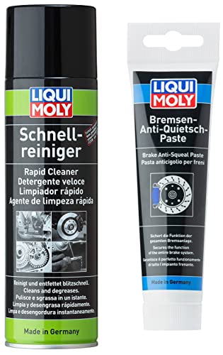 Liqui Moly 3077 Pasta Antichirridos para Frenos, 100 Gr + 3318 Limpiador Rápido Spray, 500 Ml, Colores Aleatorios