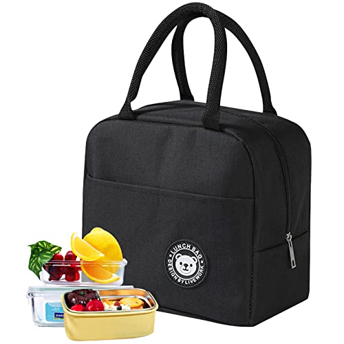 Amfrpar Bolsa Termica Porta Alimentos Impermeable Bolsa Comida Trabajo Portátil Polifuncional y Hermética Lunch Bag Ligera para Playa,Oficina,Trabajo,Viaje,Escuela (Negro)