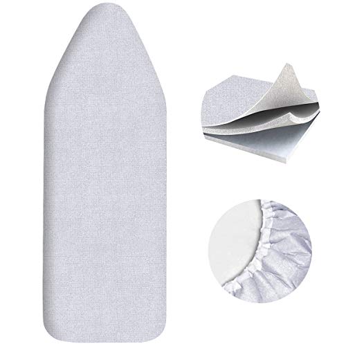 Funda para tabla de planchar y almohadilla para tablas de planchar extra anchas de 49 x 18, cubierta de 3 capas de silicona con espuma de 2 mm y fieltro de 4 mm, resistente a las manchas y manchas