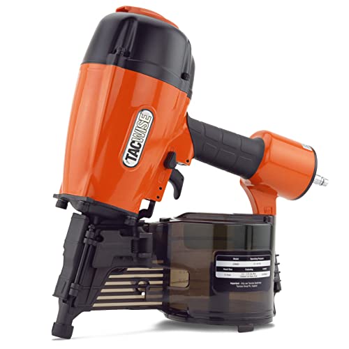 TACWISE JCN90V Clavadora Neumática de Bobina Plana para Clavos de 2,5 a 3,3 mm de diámetro y de 50 a 90 mm de largo, Naranja/Negro
