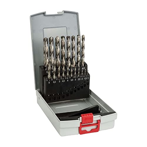 Bosch Professional 19 uds. Set de brocas para metal HSS-G ProBox (para acero, Ø 1-10 mm, accesorios para taladro y soporte para taladro)