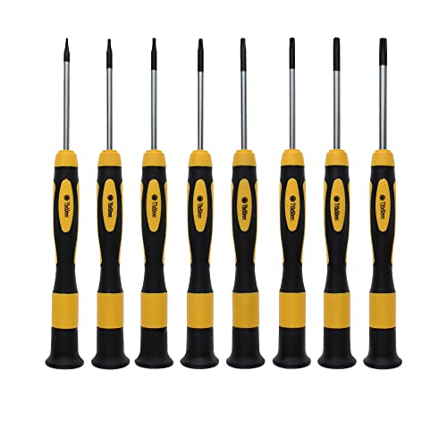 NOREX Juego de destornilladores de precisión Torx magnéticos, juego de destornilladores Torx Mini | Mecánico fino juego de destornilladores pequeños | Destornillador torx, amarillo/negro