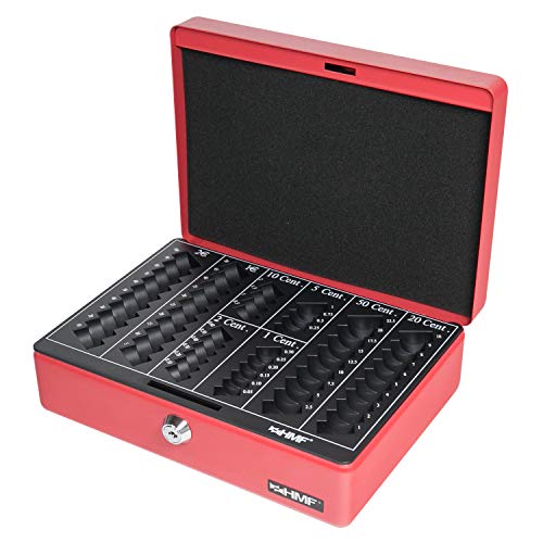 HMF 208-03 Caja de caudales, para monedas 25 x 18 x 9 cm , rojo