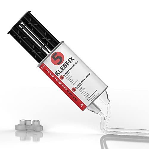 DIP-Tools KLEBFIX - Pegamento Epoxi de 2 Componentes para Madera, Metal, Vidrio, Plástico y Más en Sólo 5 Minutos - transparente (1x25ml)