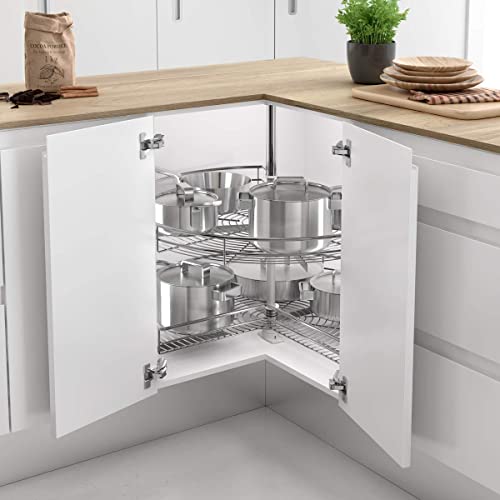 Menage Confort Kit de 2 bandejas giratorias 270º de Rejilla para Mueble de Cocina esquinero, Diámetro 700mm / Alto 630-730mm