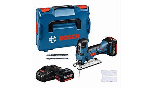 Bosch Professional GST 18 V-LI S Sierra de calar a batería, 2 baterías x 5.0 Ah, 550-2.700 cpm, profundidad de corte 120 mm, en L-BOXX, 18 V