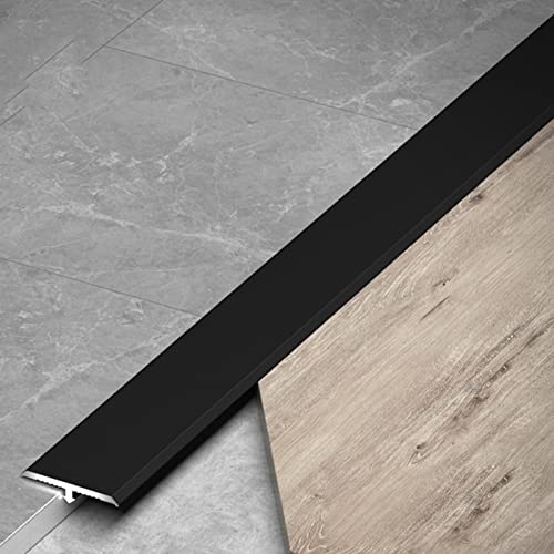 LSMKKA Tapajunta Suelo Moldura En T De Tira De Transición De Piso Negro, Tapa/Cubierta De Costura Plana para Pisos Laminados De Vinilo De Tablero De Madera, Impermeable Recorte del Borde