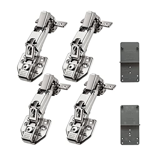 LOOTICH Clip-On 165 Grado Totalmente Solapado Bisagras 35mm Automática con Amortiguación Integrada Bisagra con Cierre Suave para Puerta de Mueble Armario de Cocina Juego de 4