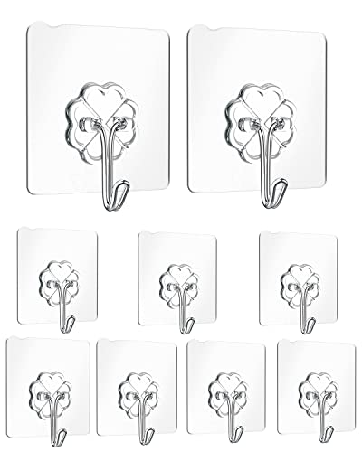 Ganchos Adhesivos Para Pared Paquete 9,Colgadores Pared Adhesivos Carga Máxima 8kg,Gancho Adhesivo,Ganchos Adhesivos Para Colgar llaves, Tapones, Utensilios de Cocina, Toallas y más.