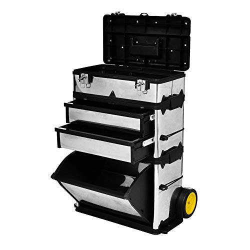 FTVOGUE- Taller Móvil para Herramientas con Baúl de Almacenamiento Grande y Compartimento Cajones, Caja de Herramientas con Ruedas,
