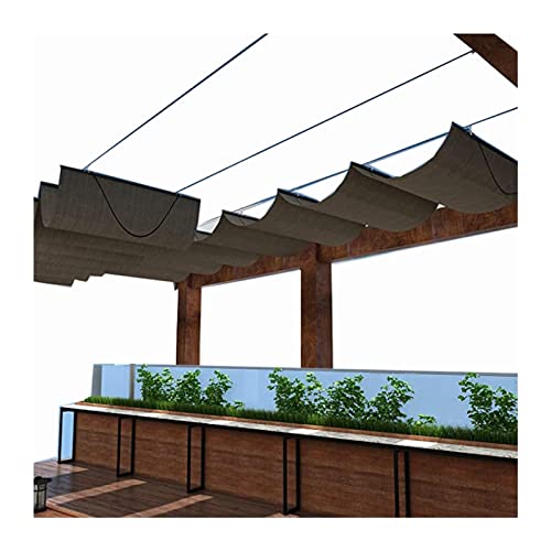 Toldo retráctil para pérgola, toldo de suspensión de alambre corredizo, toldo de repuesto para techo, toldo para protección solar, cortina transpirable de poliéster (color: marrón, tamaño: 0,7 x 6 m)