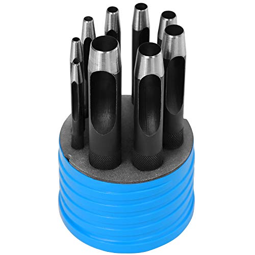 S&R Sacabocados Punzones para Cuero. Juego 9 Sacabocados de golpe perforadores redondos e de 3 mm a 14 mm