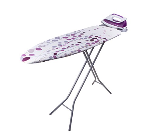 ORBEGOZO ELECTRODOMÉSTICOS TP2000 Tabla de Planchar, Fabricada en Rejilla de Acero, Funda de Algodón, Soporte para Centros de Planchado, Blanca y Lila, 114 X 36 cm