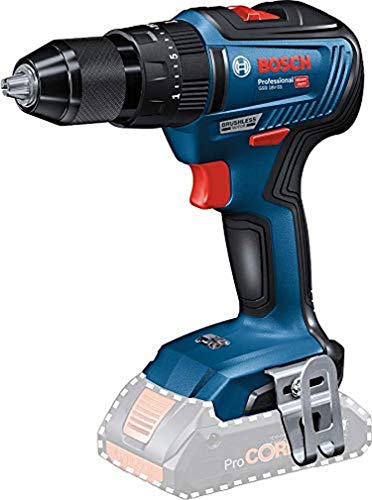 Bosch Professional GSB 18V-55 - Taladro percutor a batería (18V, 55 Nm, sin batería, en caja), Azul, Solo