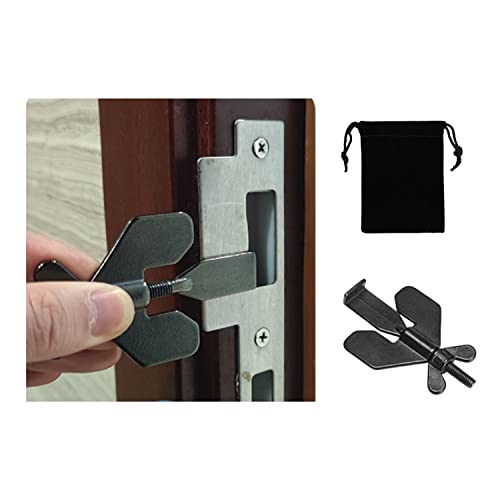 TABASQUITA Pestillo para Puerta sin Agujeros de Acero Inoxidable Resistente - Cerrojo Portátil De Viaje Color Negro Ligero y con Bolsa de Transporte Incluida (Negro)