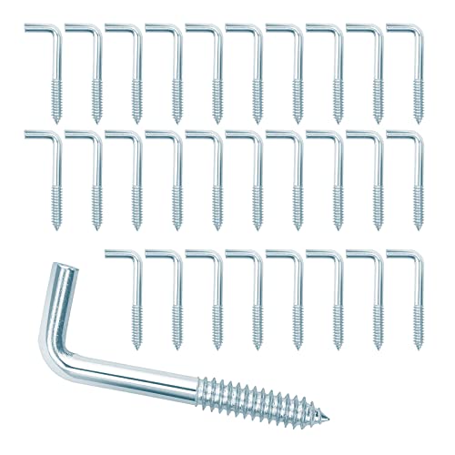 Ganchos de Tornillo, 100 Pcs Alcayata en Forma de L, Pequeños Alcayatas Pared de Madera, L Escarpias Tornilleria Cancamos para Colgar Tazas Decorativas, 18 x 40 mm