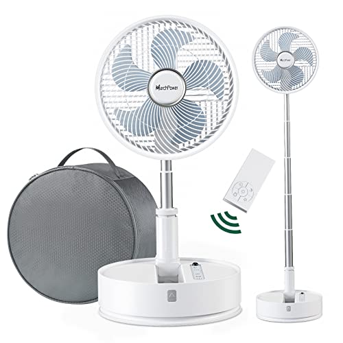Marchpower Ventilador de Pie Silencioso, 2 en 1 Ventilador Plegable 10