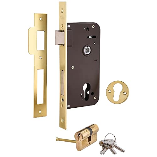 Yale 3012116 Cerradura 700-hl/80x50, Latonado, Entrada 50 mm