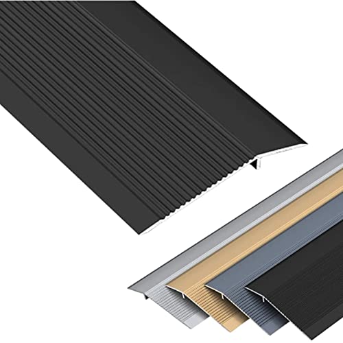 Tapajuntas Suelo Extra Ancho Tira De Umbral De Transición De Suelo, Ligero Listón De Remate Para Moqueta Y Suelo, Canto Reductor Para Suelos De Vinilo/cocina ( Color : Black , Size : Length 1m/39 in )