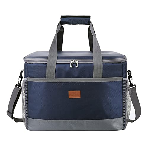 Bolsa Nevera, 36L Bolsa Térmica Grande, Bolsa Termica Comida, con Bandolera Ajustable, Alta Capacidad, para Picnics Familiares, Campamentos, Playas, Viajes en Automóvil y Trabajo (Azul Marino)