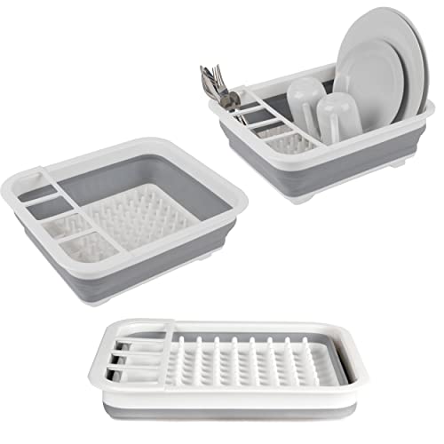 Beldray Escurreplatos plegable gris LA031051 con separador de cubiertos, perfecto para propietarios de viviendas o acampadas, resistente a roturas, diseño que ahorra espacio