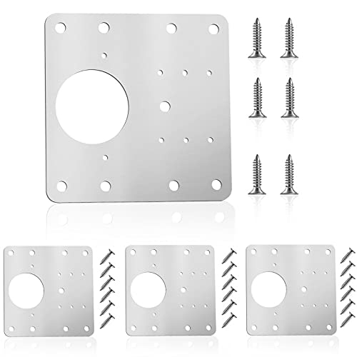 Placa de reparación de bisagras, 4 unidades, acero inoxidable, juego de reparación con tornillos de fijación para muebles de madera, cocina, armario, muebles (4 unidades)