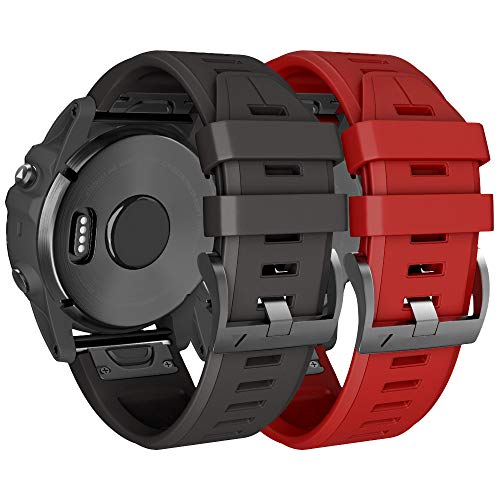 NotoCity Garmin Fenix 3 Correa, Silicona Reemplazo Correa para Garmin Fenix 5X/Fenix 5X Plus/Fenix 6X/Fenix 6X Pro/Fenix 3/Fenix 3 HR, Easy-Fit